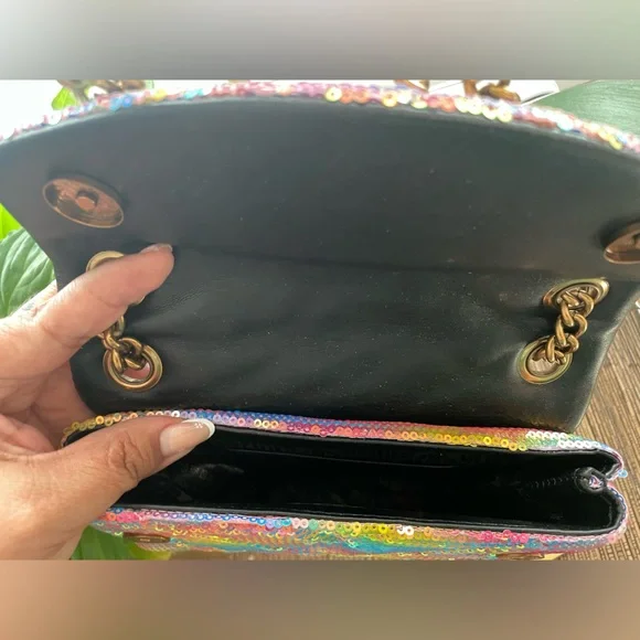 Kurt Geiger The Kensington Multicolor Sequin Evil-Eye 🧿 Embellished Shoulder Bag - Picture 6 of 11